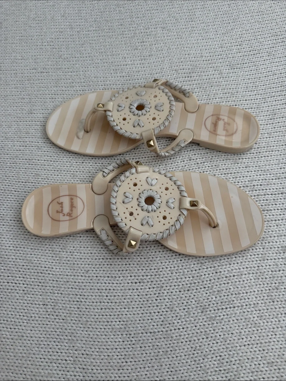 Jack Rogers Georgica Jelly Sandals Cream/Tan Size 8 - Picture 1 of 4